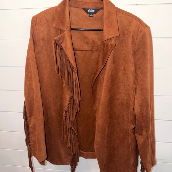 Fringe faux Suede Jacket - Brown - Picture 2 of 3